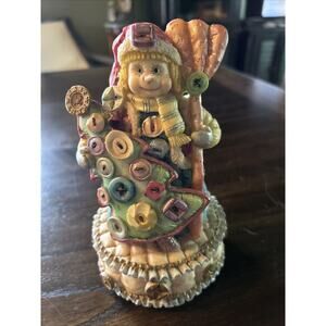 Musical Snowman holding button Christmas tree